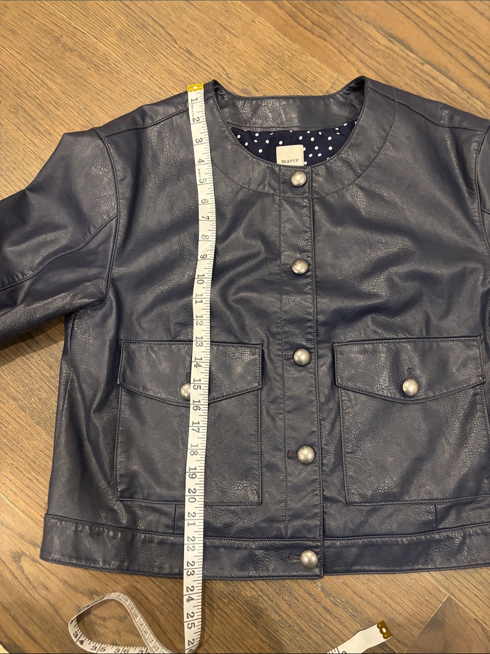 Maeve Collarless Vegan Leather Jacket sold at Anthropologie - Picture 7 of 10